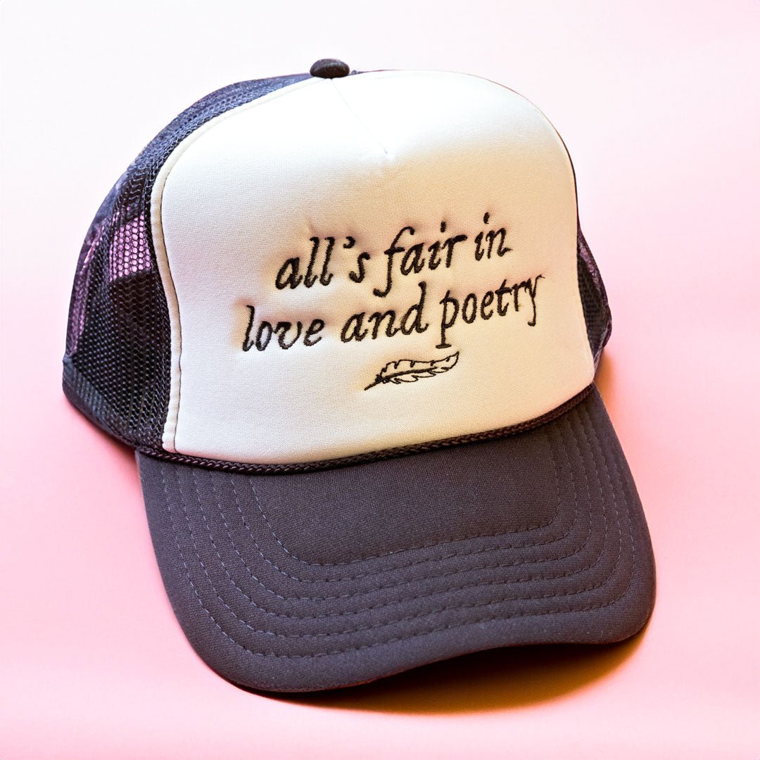 All's Fair in Love and Poetry Trucker Hat - Emacity Threads